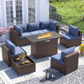 Wicker Patio Fire‑Pit Conversation Furniture Set