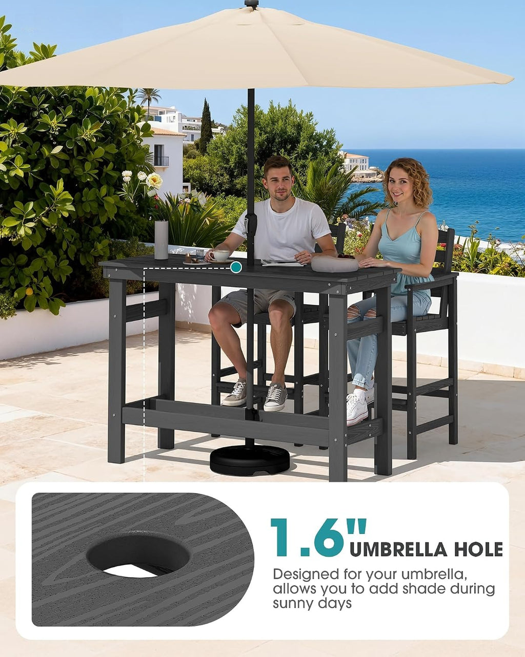 Outdoor Adirondack Bar Table Chair Set