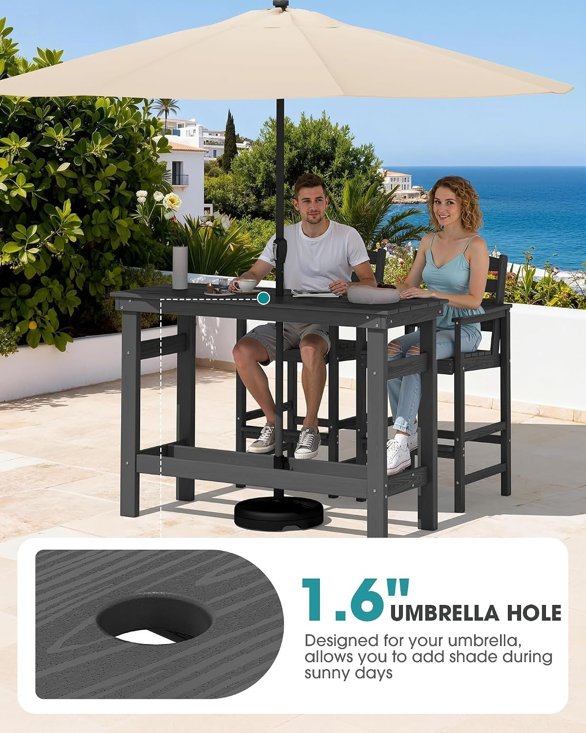 Outdoor Adirondack Bar Table Chair Set