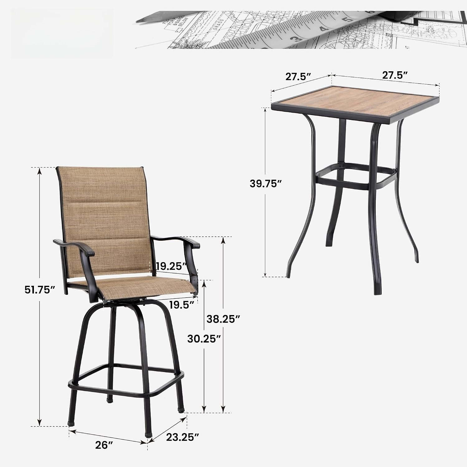 Outdoor Swivel Patio Bar Stools Set